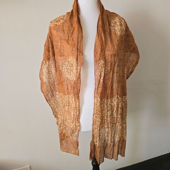 India Print Scarf Wrap Brown Burnout - Picture 2 of 6